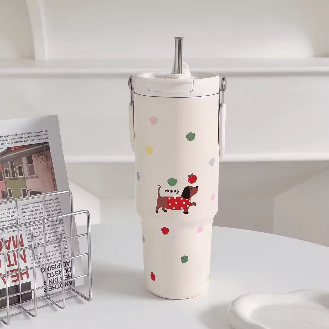 Ladies drinking cup with funny design and integrated straw Stornfield