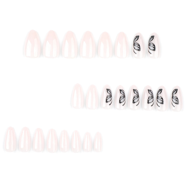Artful nail extensions with delicate butterfly design Stornfield