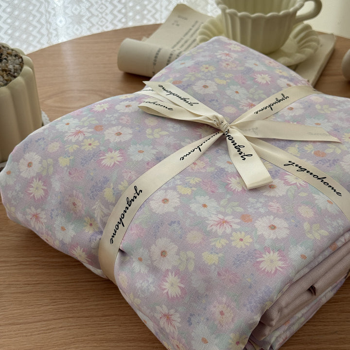 Floral-Print Cotton-Linen Duvet Cover Gift Set with Reversible Finish and Deep-Corner Ties