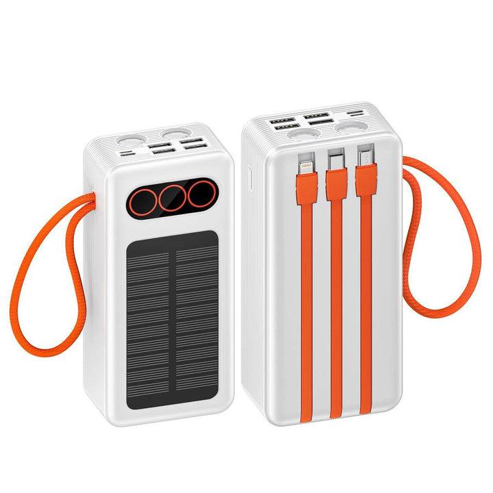 Portable Solar Power Bank with Integrated Charging Cables and Fast Charging Function Stornfield