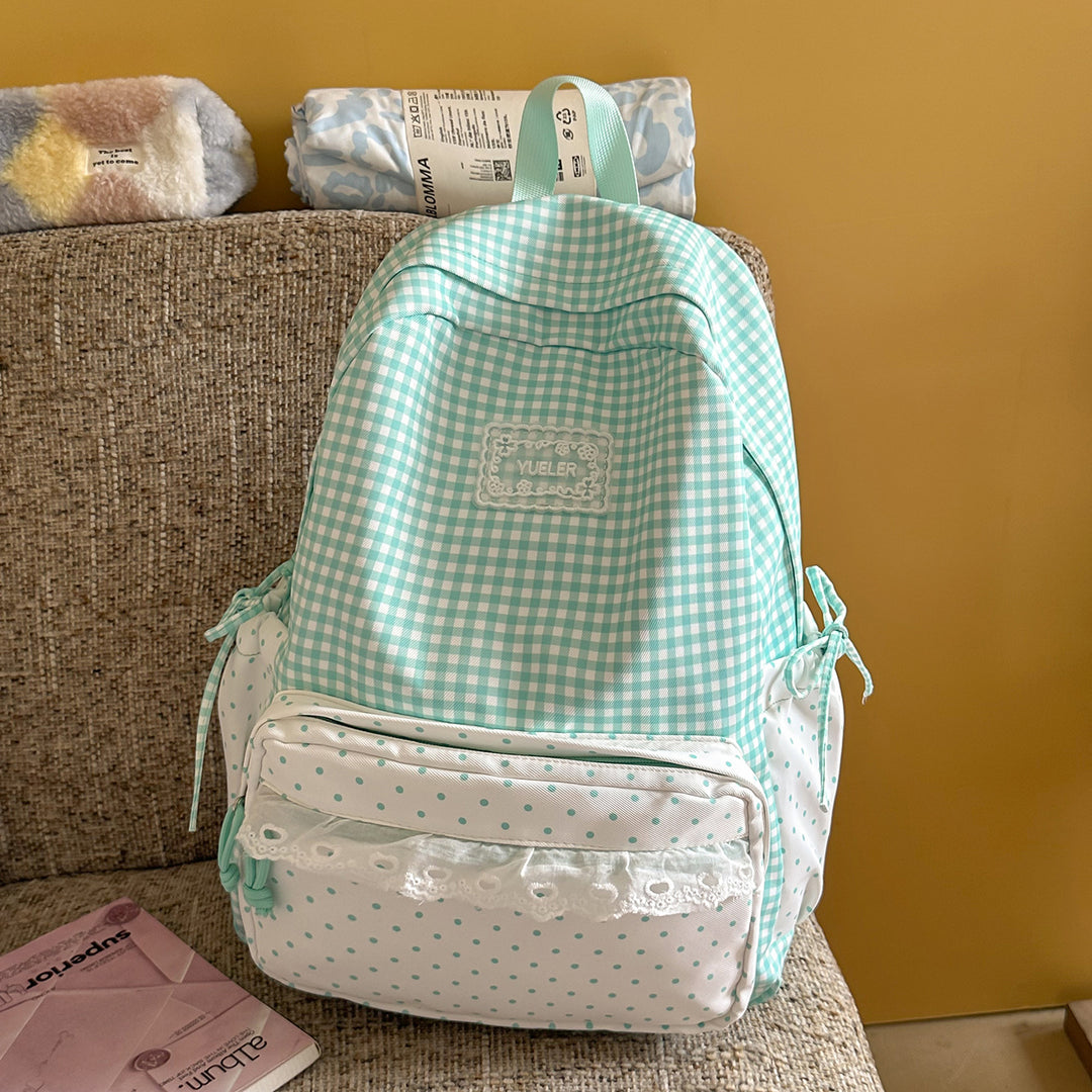 Charming Gingham Print School Backpack Stornfield