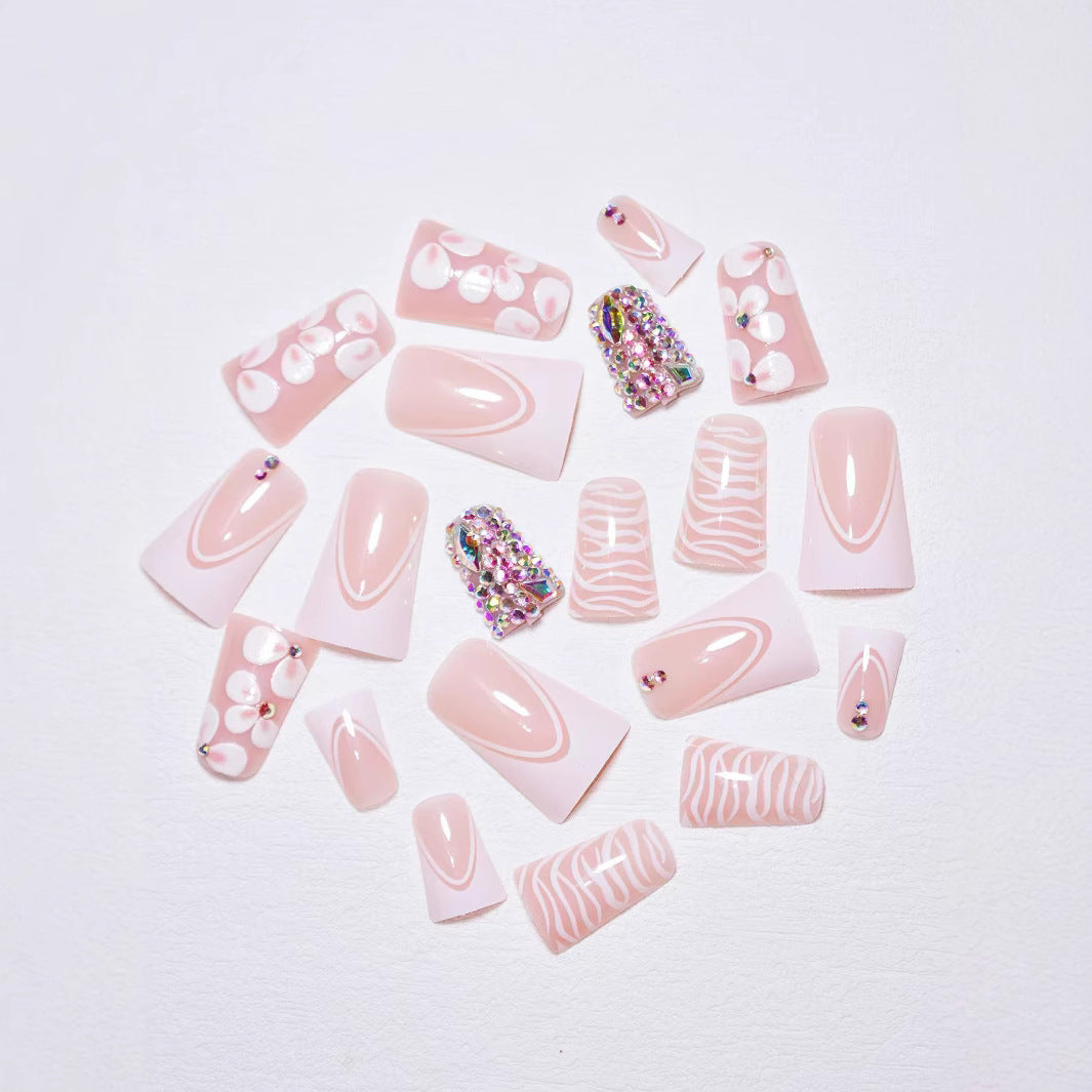 Decorative Press-On Nail Art Set with Gemstone Accents Stornfield
