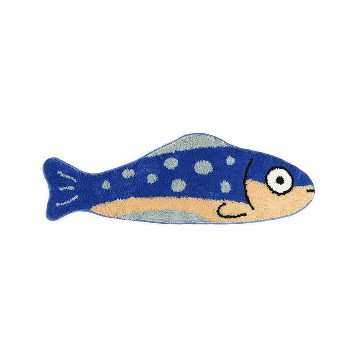 Playful Fish-Shaped Tufted Chenille Accent Mat