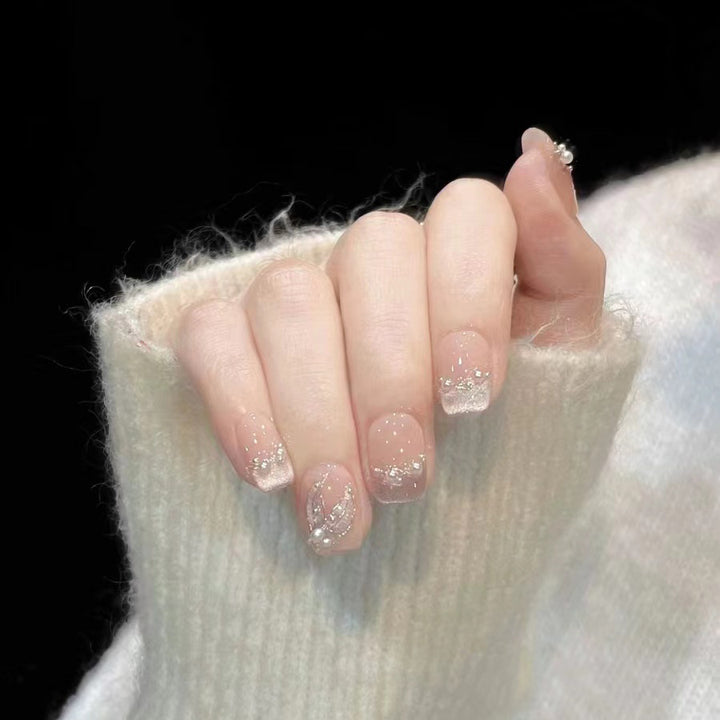 Floral Art Press-On Nail Set with Pearls Stornfield