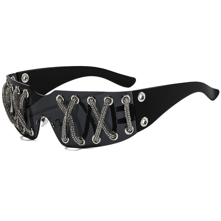 Women futuristic design sunglasses with unique decor Stornfield