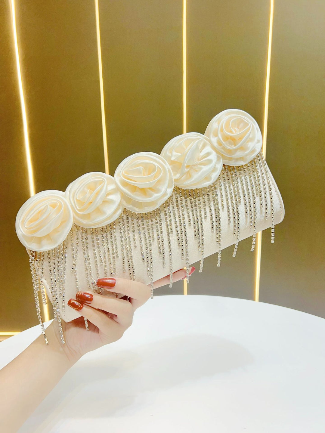 Floral-Embellished Evening Clutch