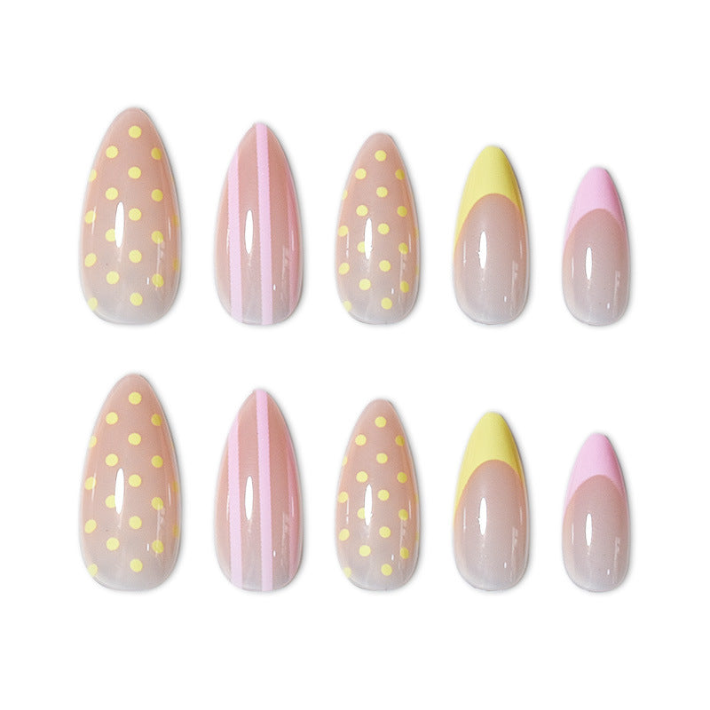 Artistic Press-On Nail Set with Polka Dot and Ombre Design Stornfield