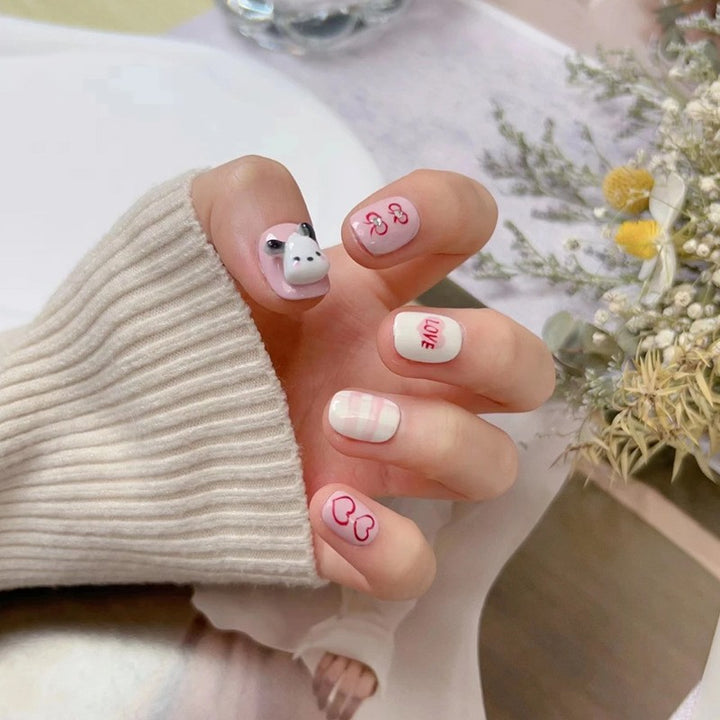Creative nail art set with modern heart designs Stornfield