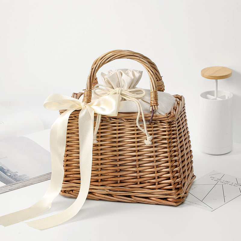 Women's Handwoven Basket Bag with Elegant Bow Accent Stornfield