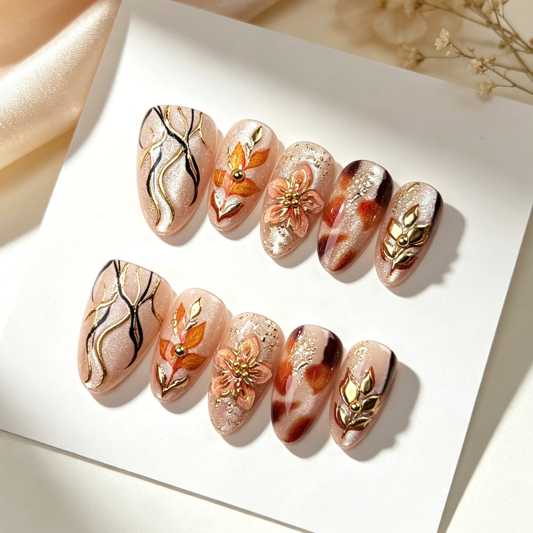 Floral Elegance Press-On Nail Set