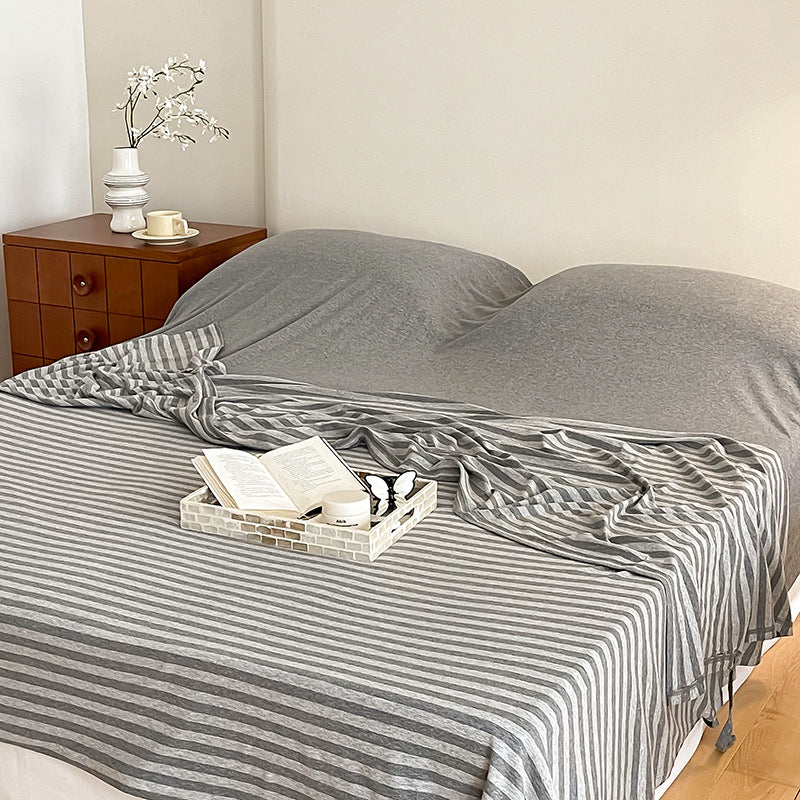 Women's living room blanket made of high-quality cotton with fine stripes Stornfield