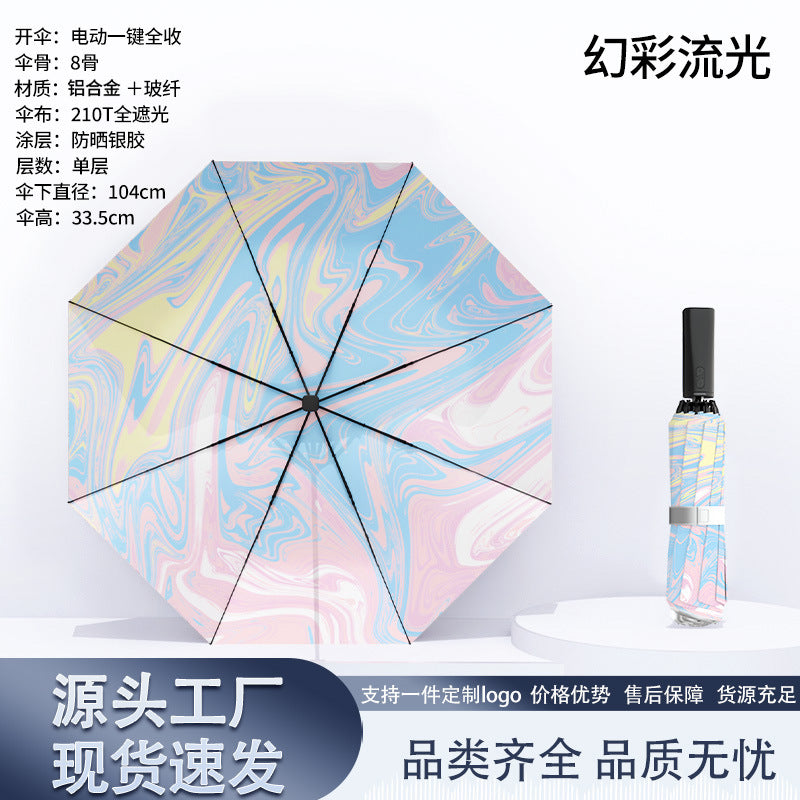 Women's automatic folding umbrella with marbled design Stornfield
