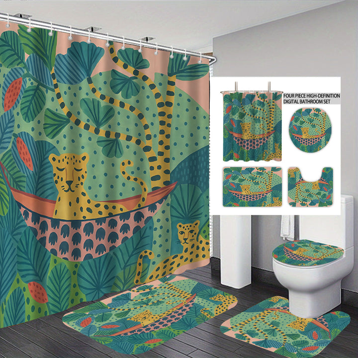 Cat-Themed Four-Piece Digital Bathroom Set Stornfield