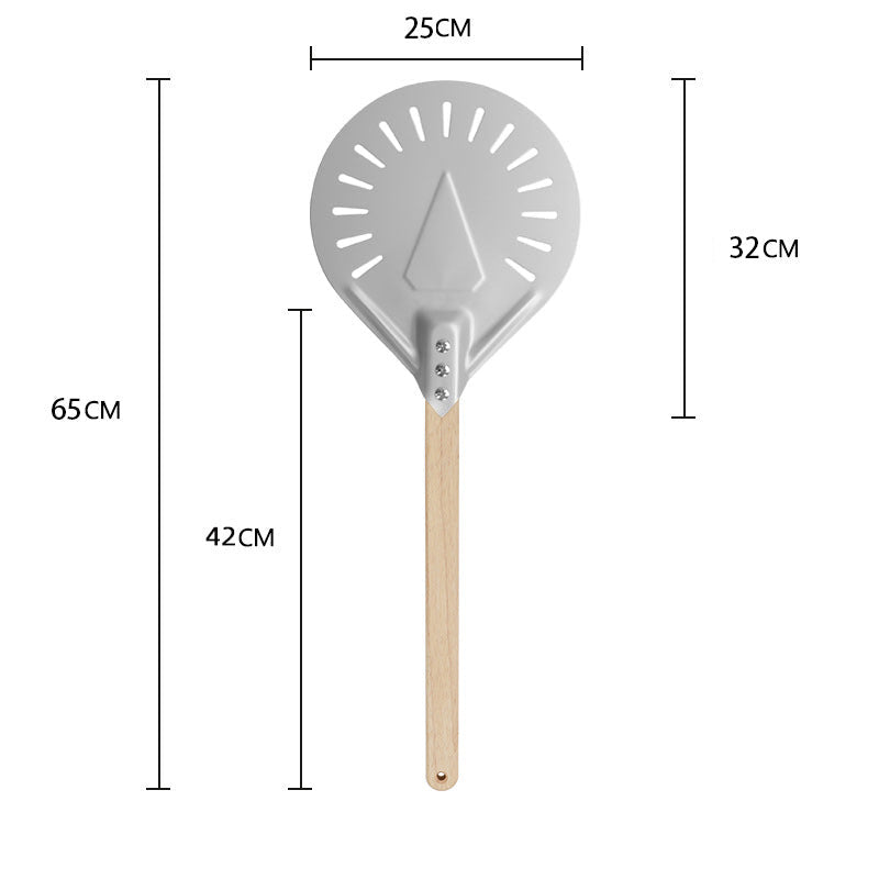 long-handled perforated pizza peel with wooden handle Stornfield