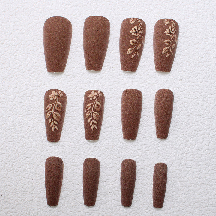 Elegant Floral Matte Press-On Nails Stornfield