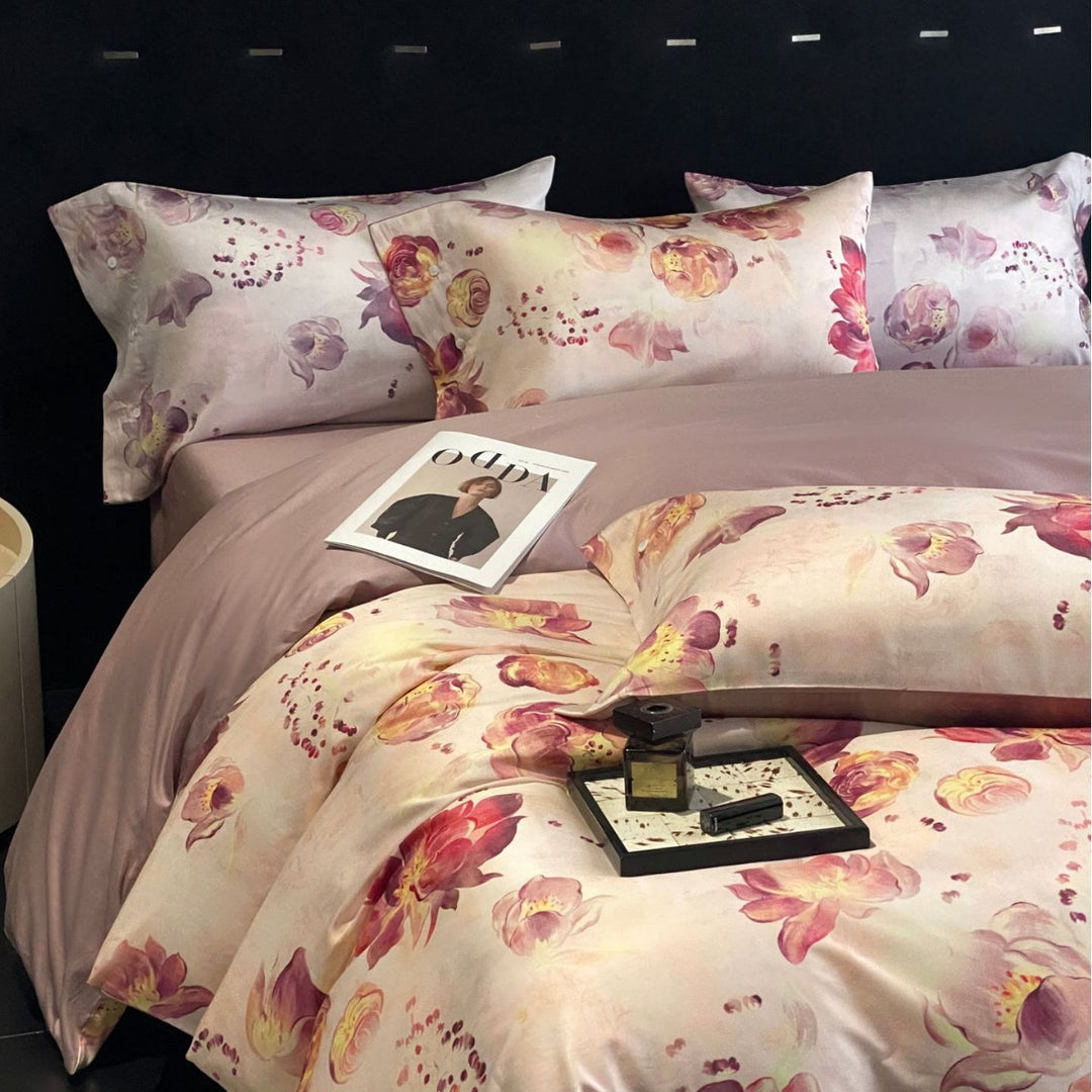 Luxury Reversible Paisley Cotton Sateen Duvet Cover Set