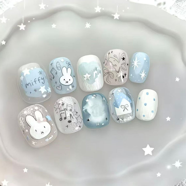 Whimsical Bunny-Themed Press-On Nail Set Stornfield