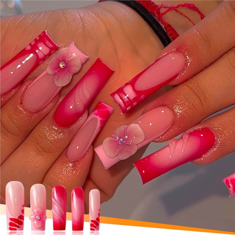 Decorative Floral Acrylic Press-On Nails Stornfield