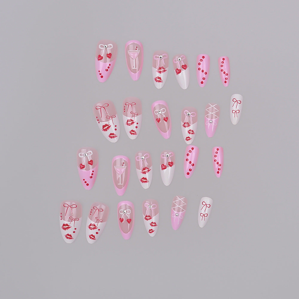 Romantic Kiss-Themed Press-On Nail Set Stornfield