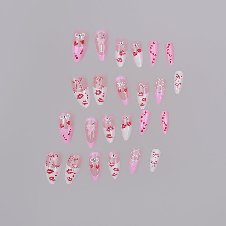 Romantic Kiss-Themed Press-On Nail Set Stornfield
