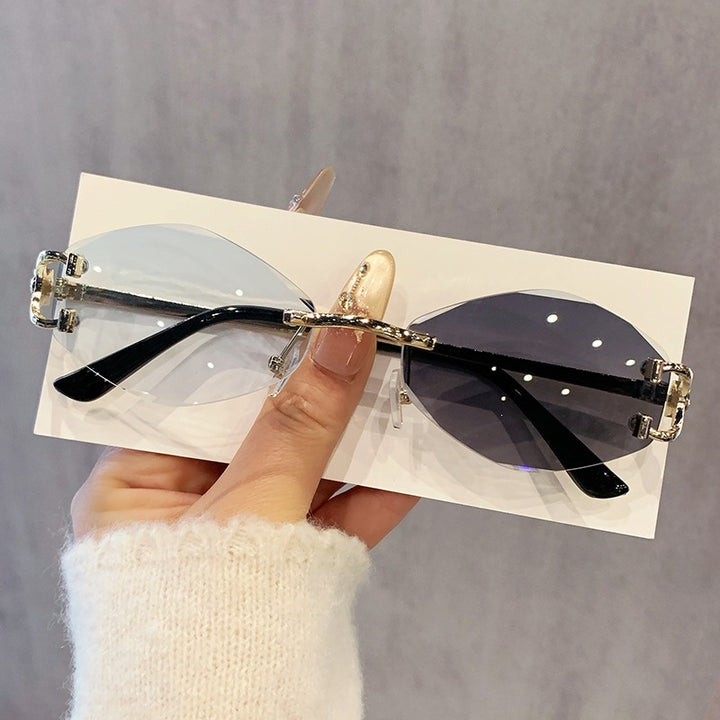 Women's futuristic sunglasses with striking hexagonal frame and high-quality glitter accents Stornfield