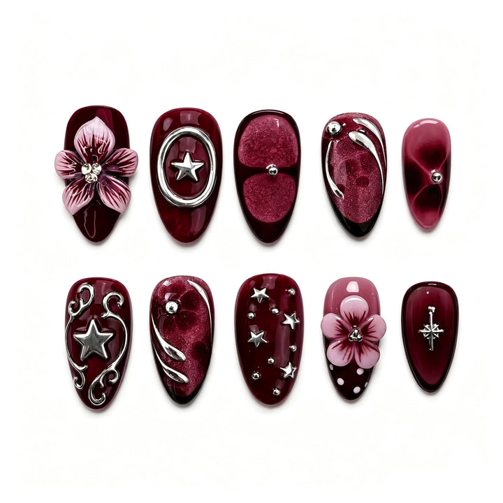 Artistic Embellished Press-On Nail Art Set Stornfield