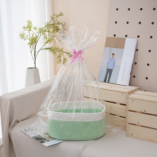 Natural storage basket with ribbons Stornfield