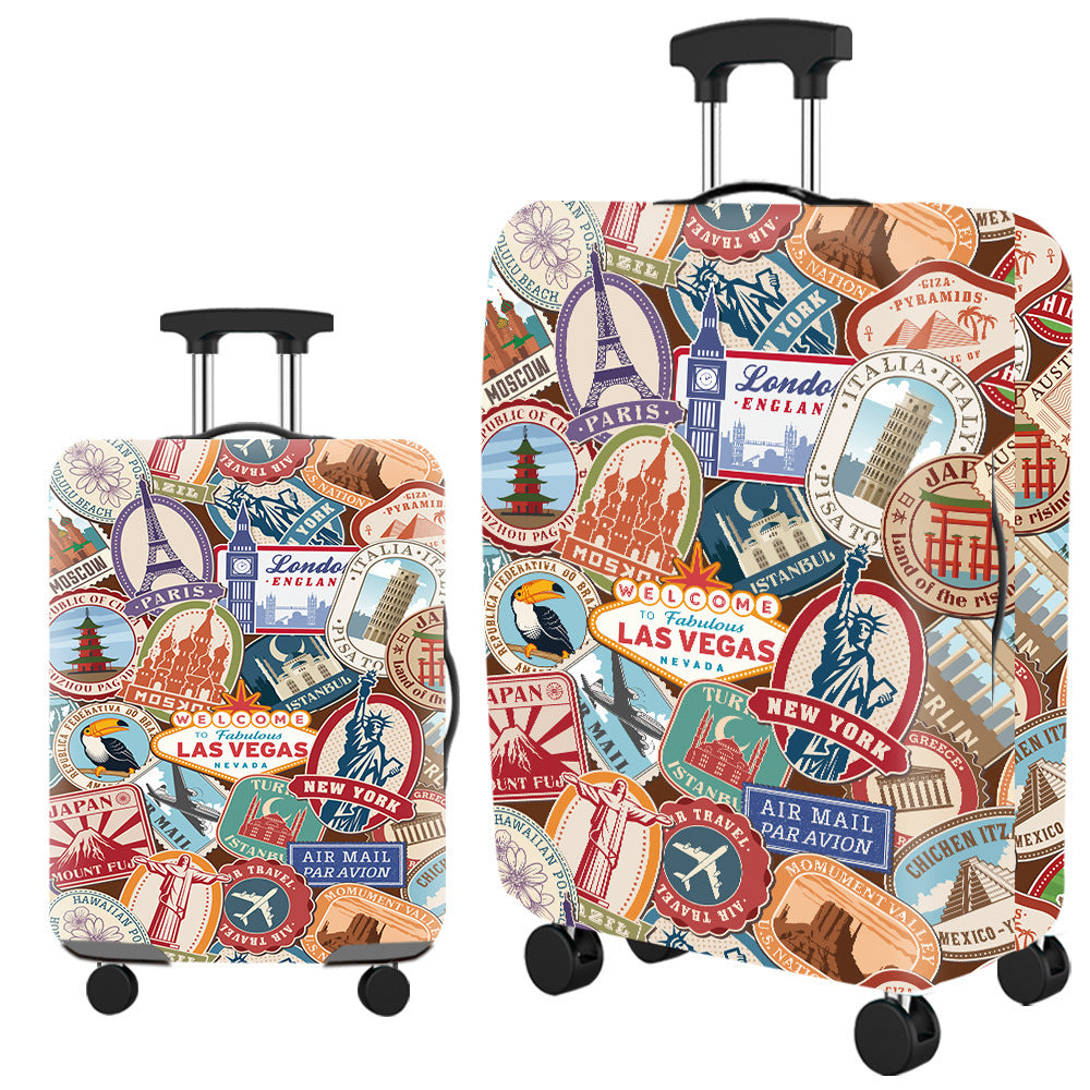 Vintage Travel-Themed Hard Shell Suitcase Stornfield