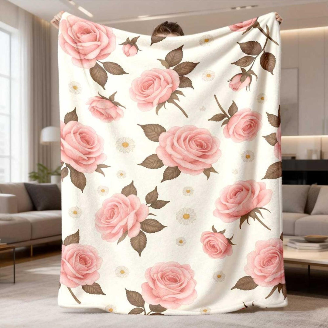 Floral Print Fleece Throw Blanket
