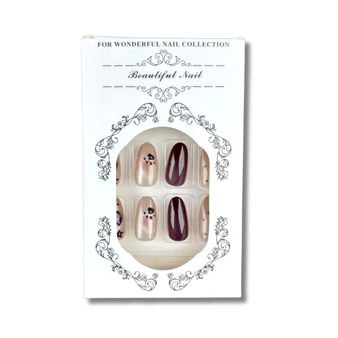 Decorative Press-On Nail Art Set with Whimsical Animal Designs