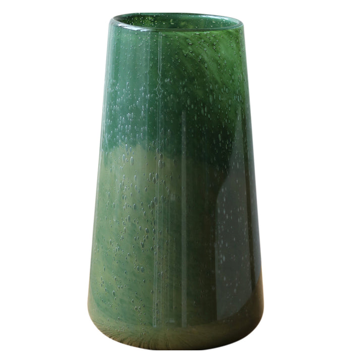 Tall Art Glass Ombre Cylinder Bud Vase with Encased Bubble Texture Stornfield
