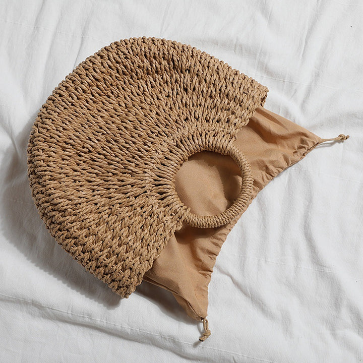 Handcrafted basket bag with round handles Stornfield