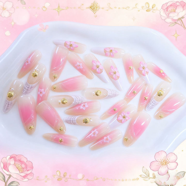Floral-Designed Acrylic Nail Enhancements Stornfield