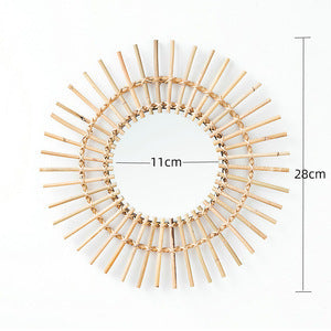 Decorative wall mirror with rattan frame Stornfield