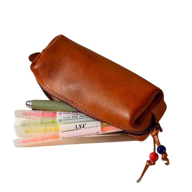 Leather Zippered Pencil Case