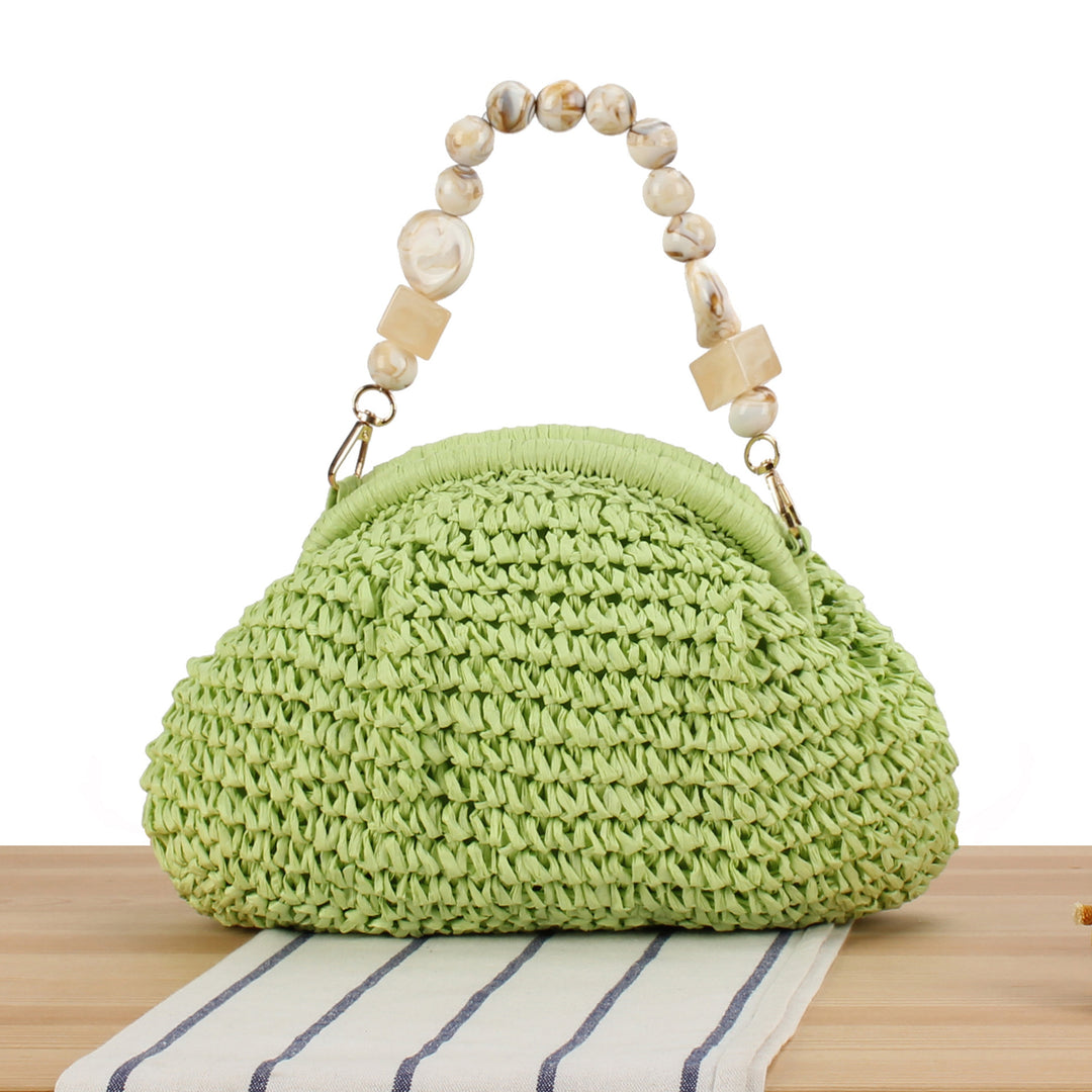 Stylish handbag with colorful bead handle Stornfield