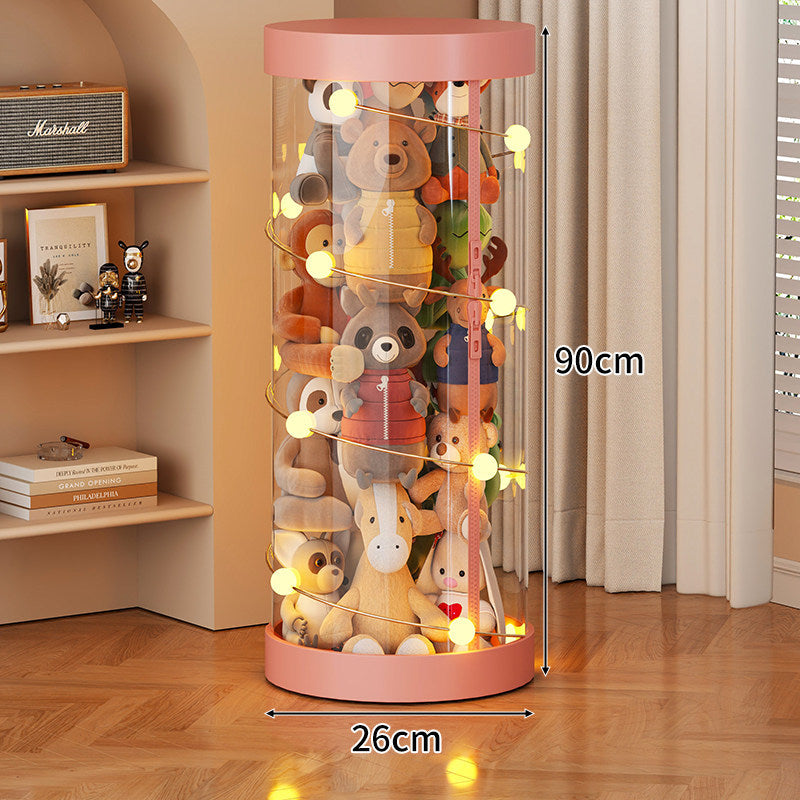 Tall Transparent Cylindrical Plush Toy Display & Storage Tower