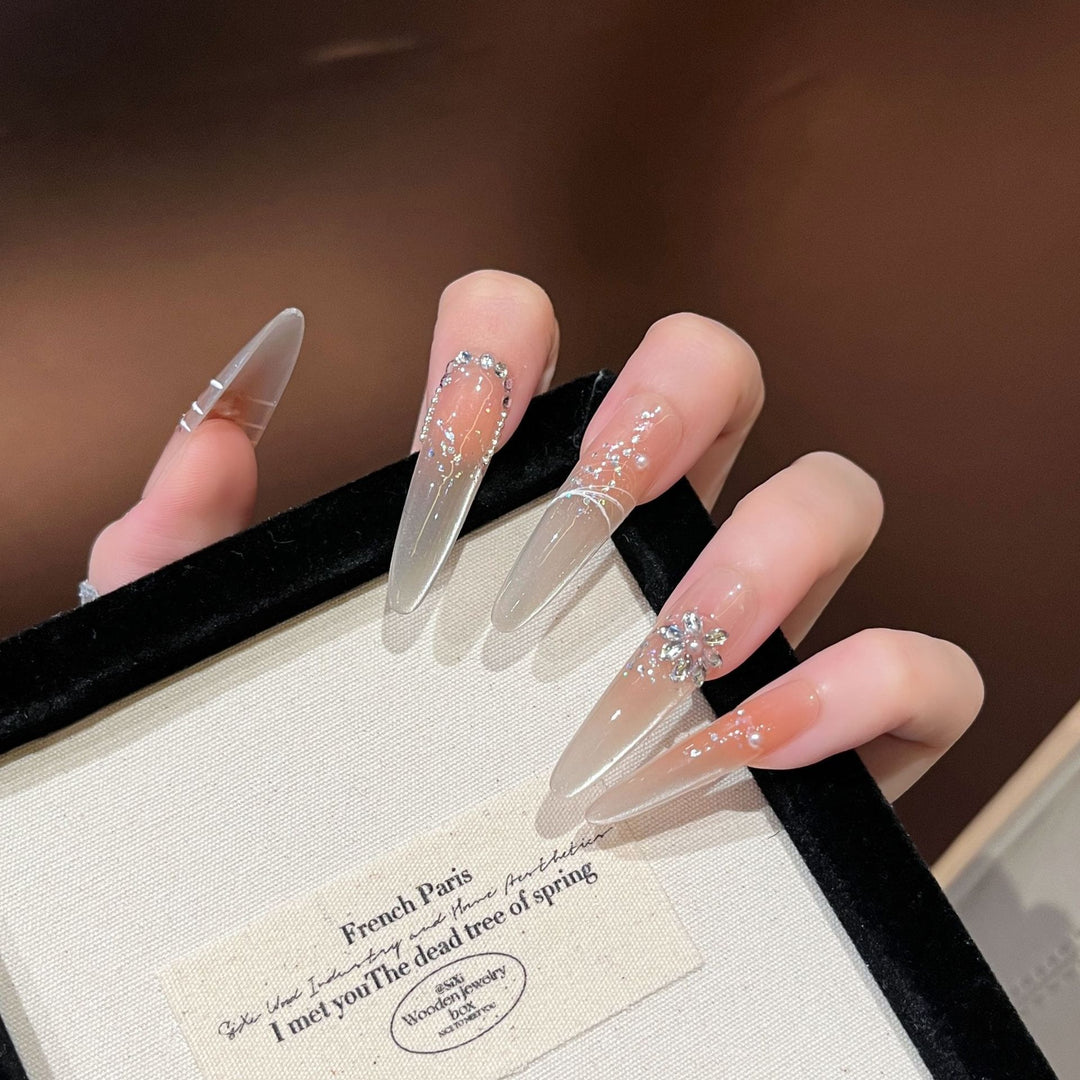 Elegant Stiletto Press-On Nail Extensions with Rhinestones Stornfield