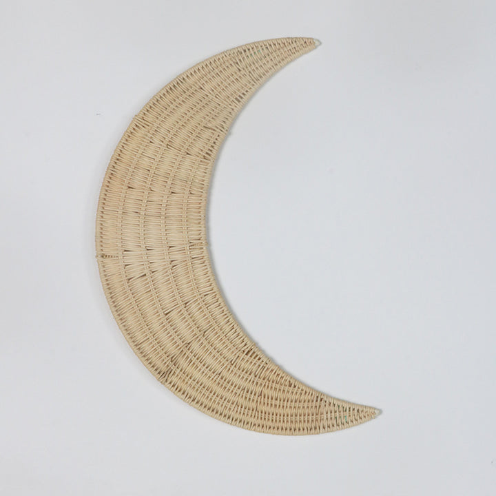 Wall decoration made of handwoven rattan in moon design Stornfield