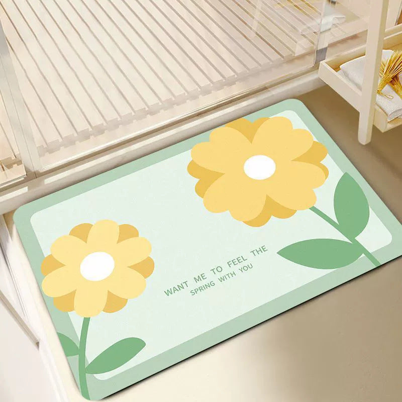 Floral-Themed Anti-Slip Bath Mat