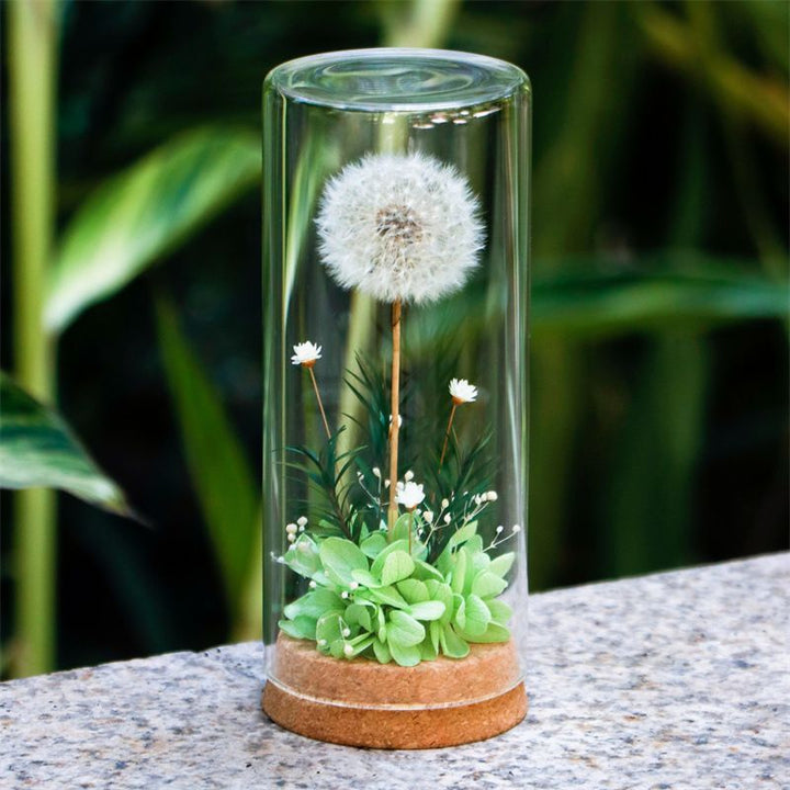 Decorative Glass Dome with Dandelion