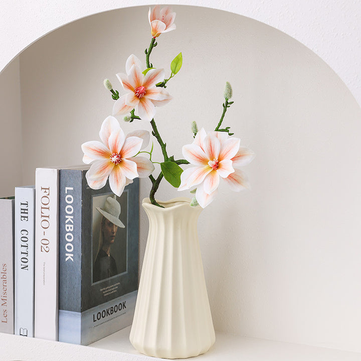 Elegant Ribbed Ceramic Flower Vase