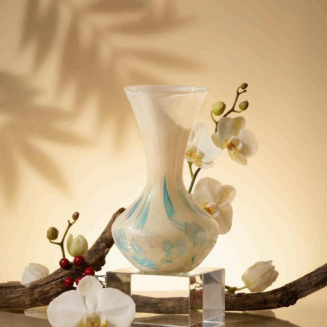 Contemporary Blown-Glass Hourglass Accent Vase Stornfield