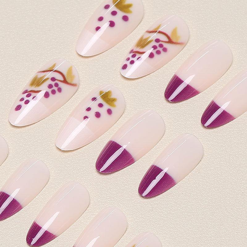 Botanical-Themed Press-On Nail Art
