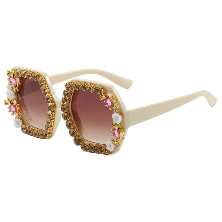 Women's extravagant hexagon sunglasses with crystal embellishment Stornfield