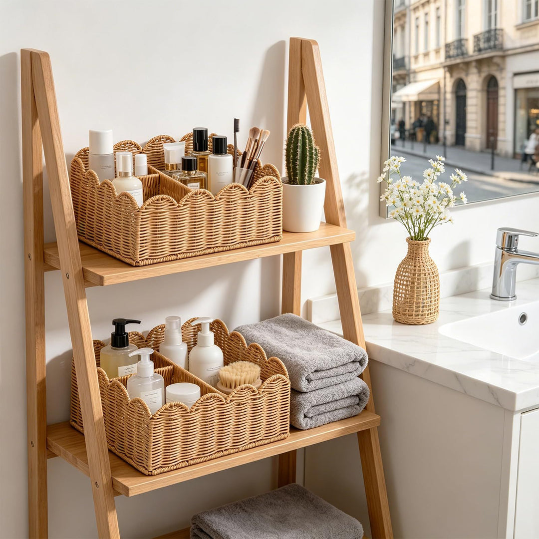 Decorative Scalloped Woven Storage Basket Stornfield