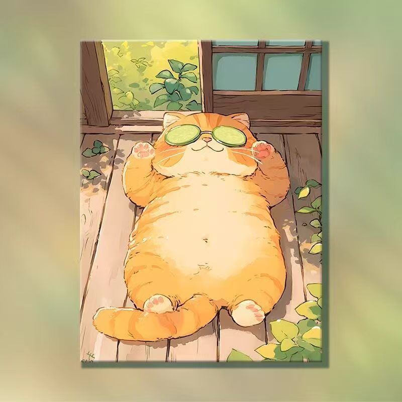 Playful Cartoon Cat Illustration Wall Art Stornfield