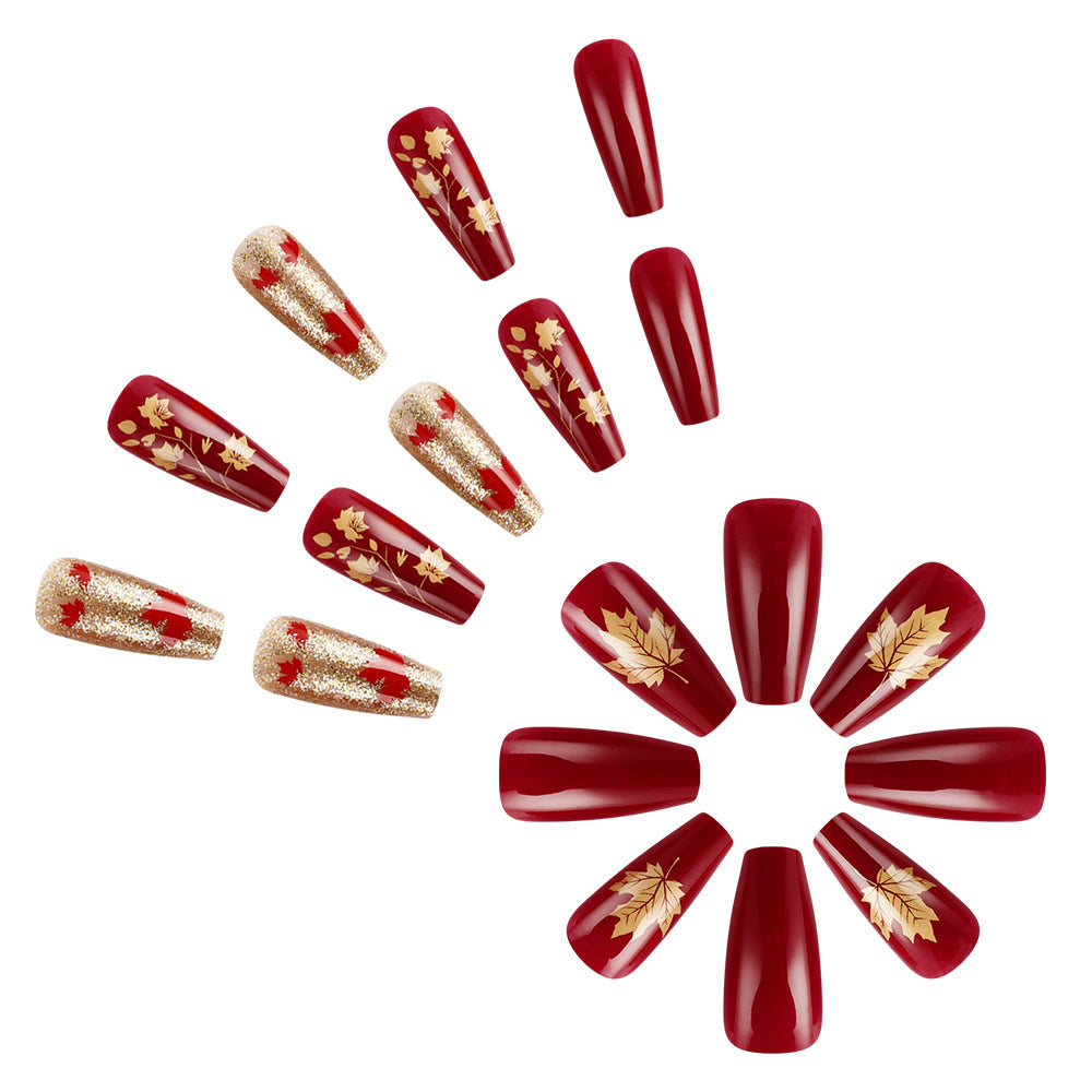 Artistic Fall-Themed Press-On Nail Art Stornfield