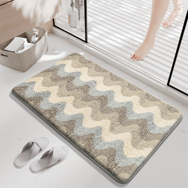 Soft Textured Wave Design Bath Mat