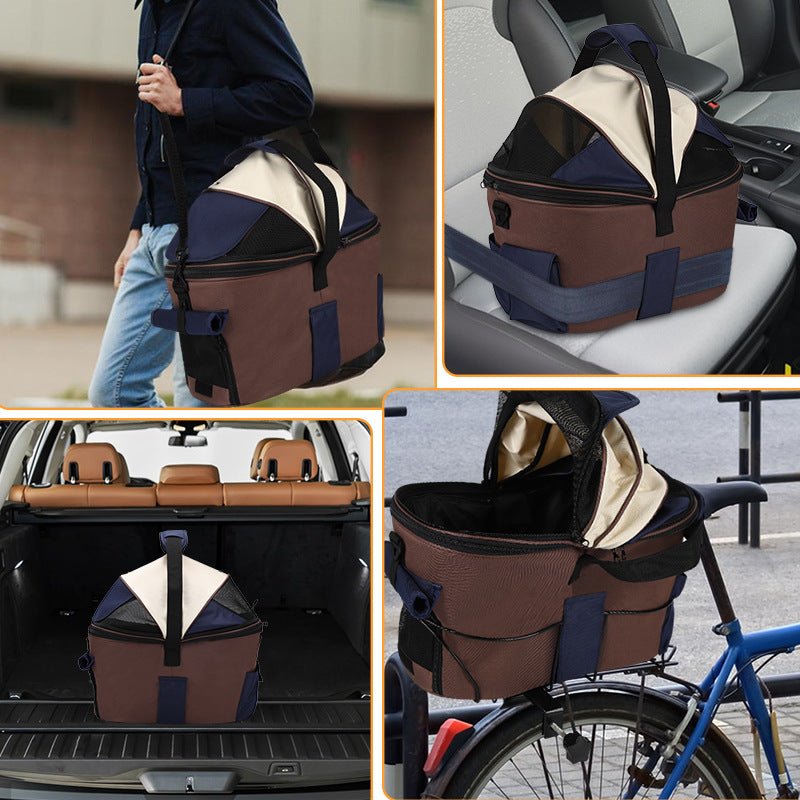 collapsible breathable soft pet carrier bag with mesh canopy and exterior pockets Stornfield